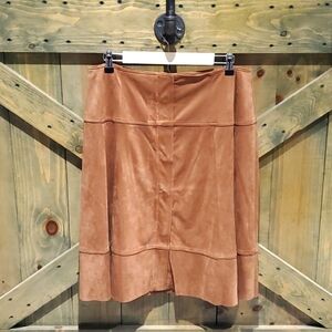 SOFT SURROUNDINGS SADDLE SIMPLY SOFT SKIRT CAMEL COLOR SNAP BUTTON LARGE